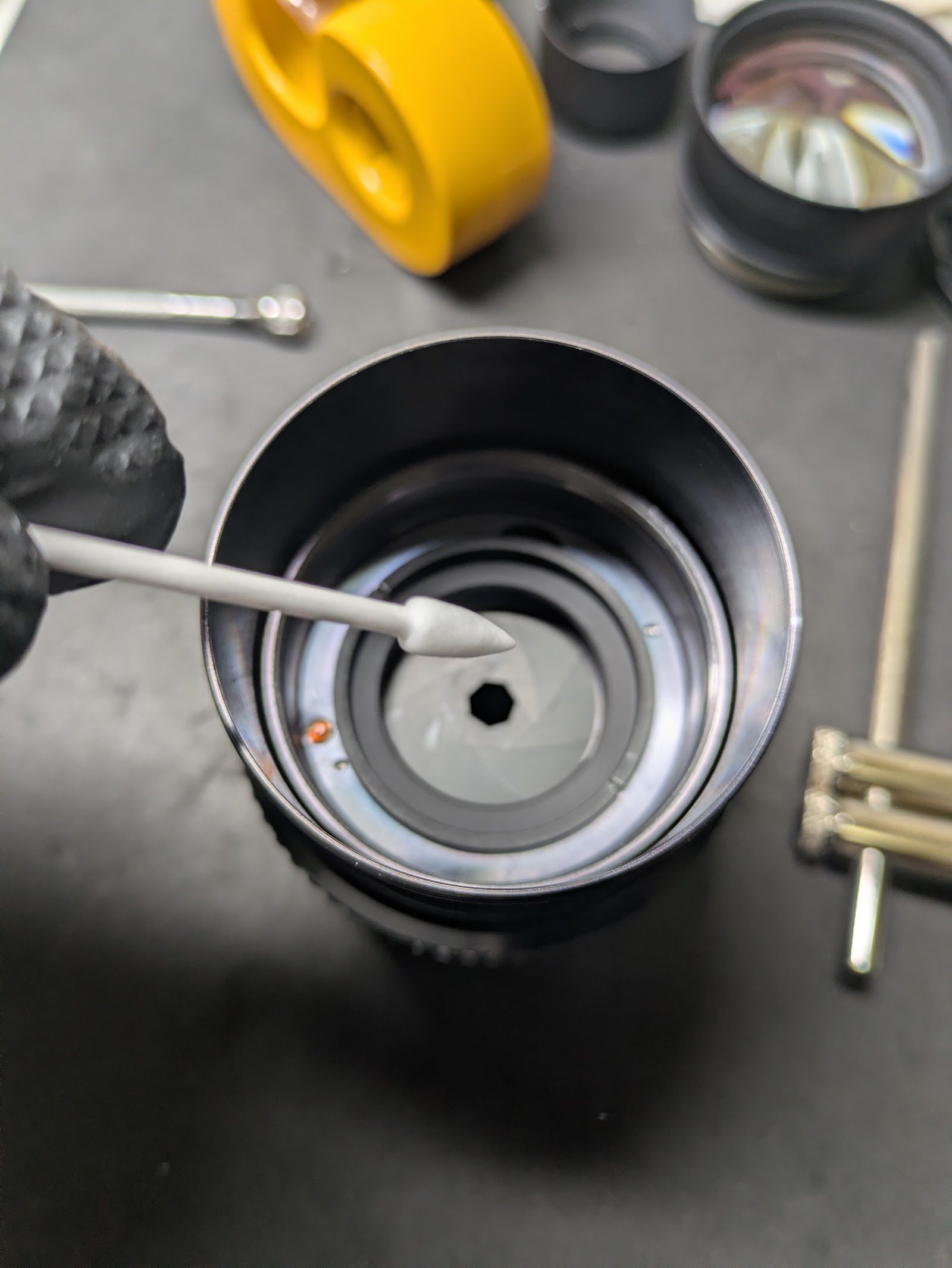 Cleaning blades with a foam swab